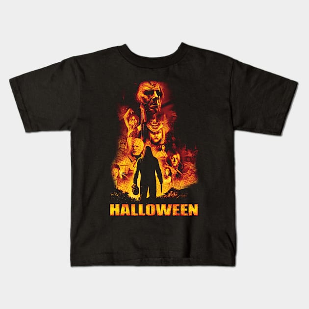 Retro Halloween Movie Kids T-Shirt by tngrdeadly